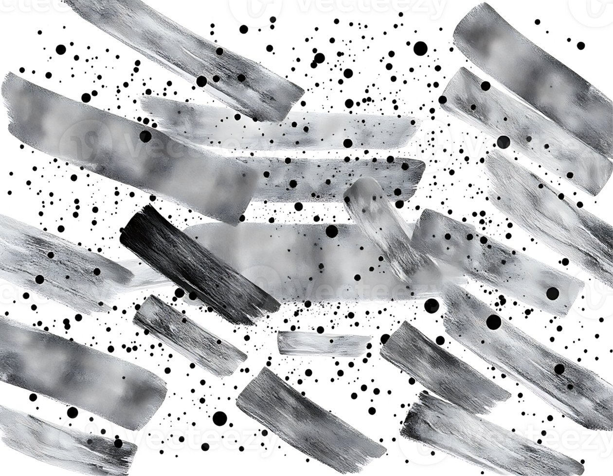 Abstract Black and White Brushstrokes and Splatters png