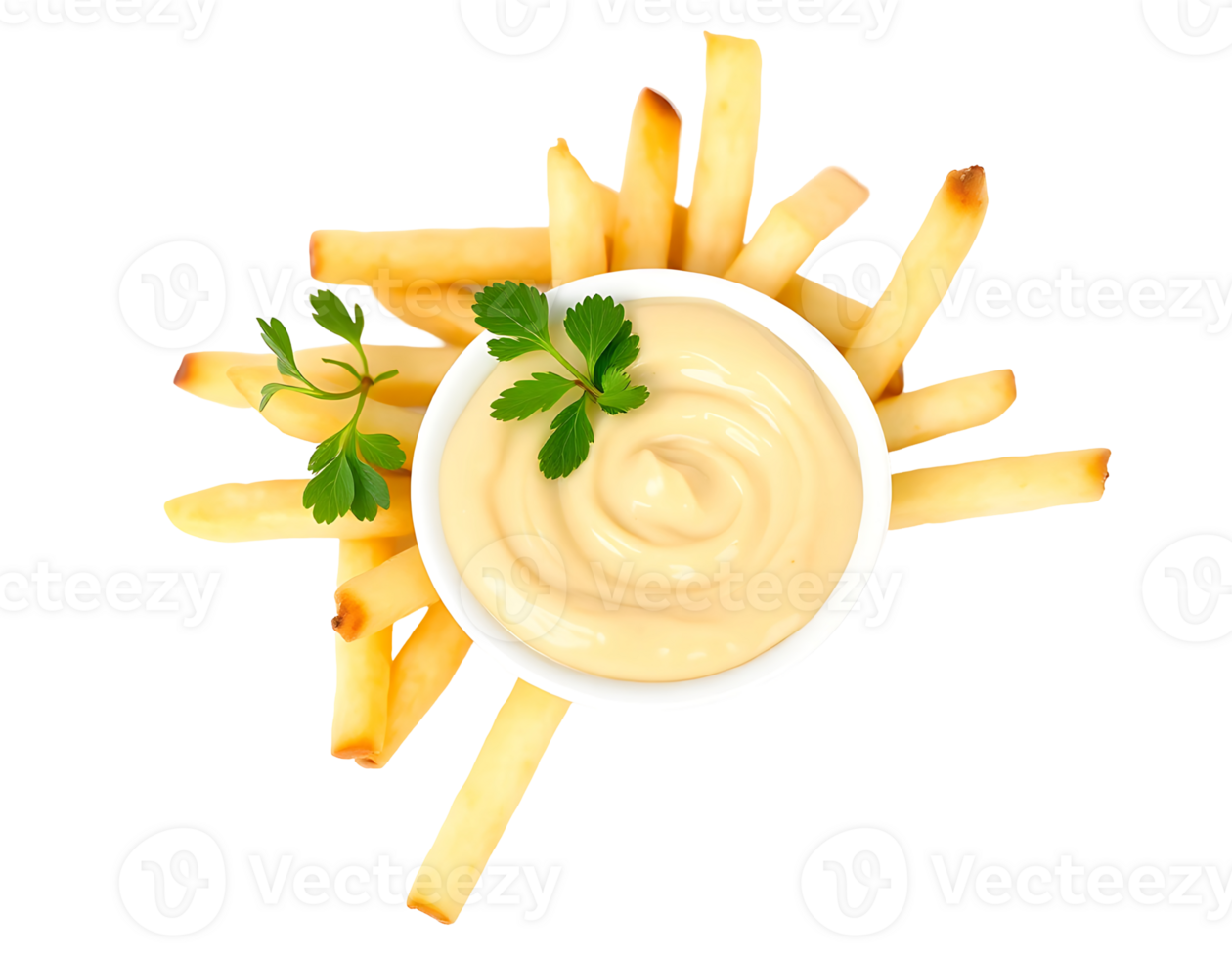 French Fries with Mayonnaise and Parsley png