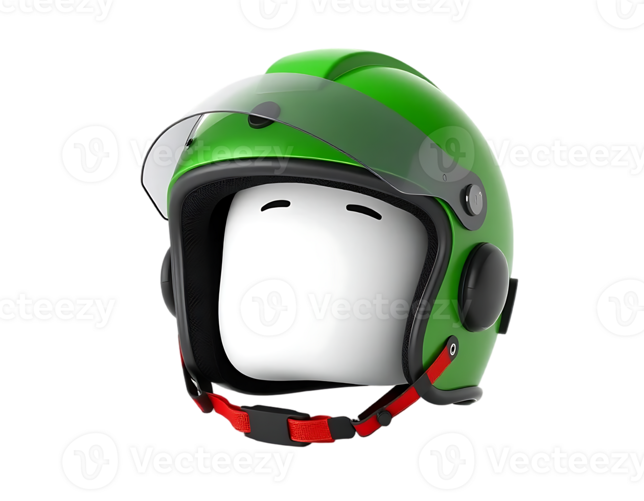 Green cartoon helmet with visor, isolated on a transparent background. png