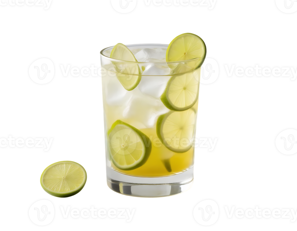 Refreshing lime cocktail with ice in a glass png