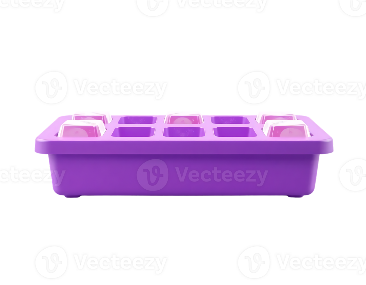 Purple ice cube tray with pink ice cubes png