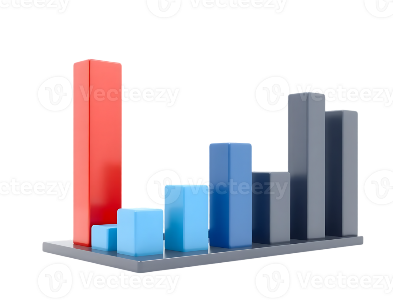 3D Bar Graph Representing Data Analysis and Business Growth png