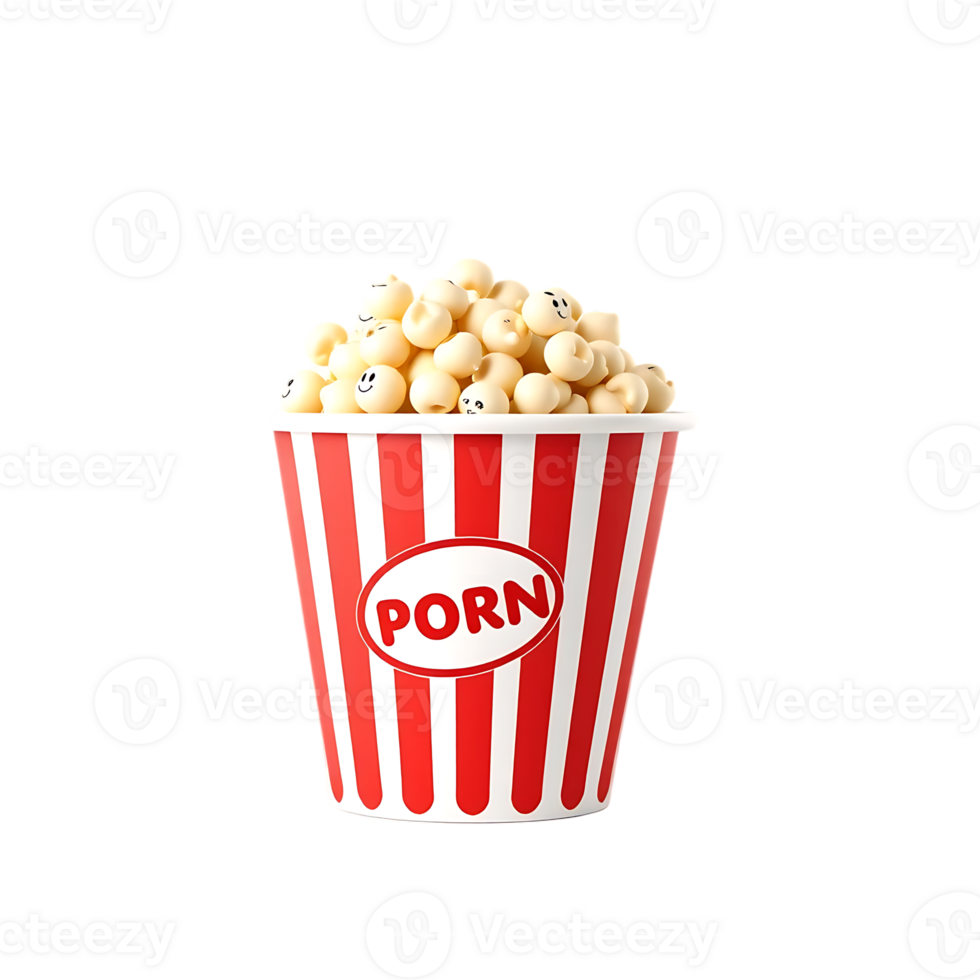 Popcorn bucket with the word on it png