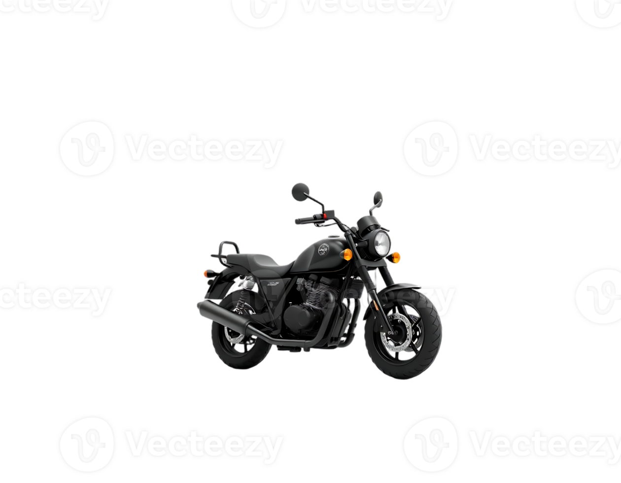 Black motorcycle, classic style with metal details png