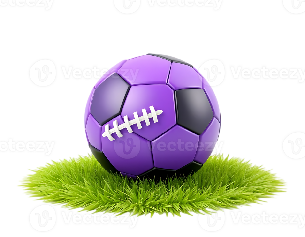 Hybrid football and soccer ball on a patch of grass png