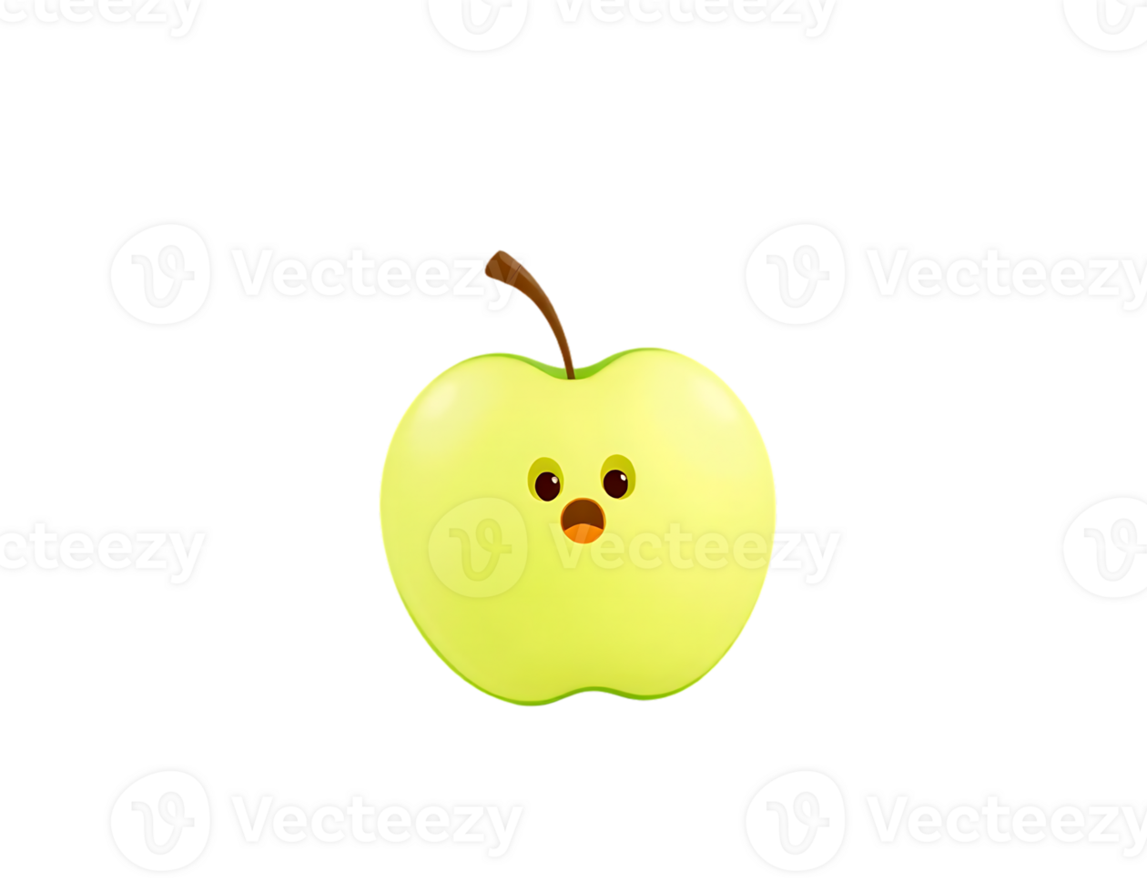 Cute cartoon yellow apple with surprised expression png