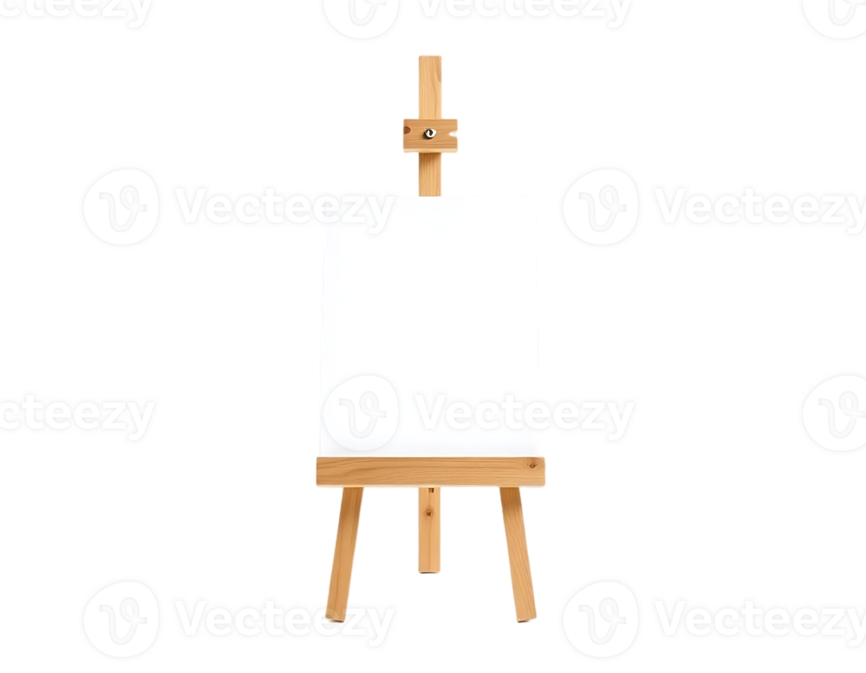 Wooden easel with a blank white canvas for painting and artwork png