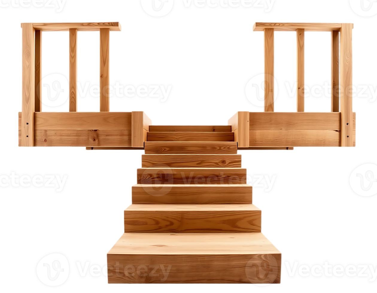 Wooden Staircase with Steps and Architectural Design png