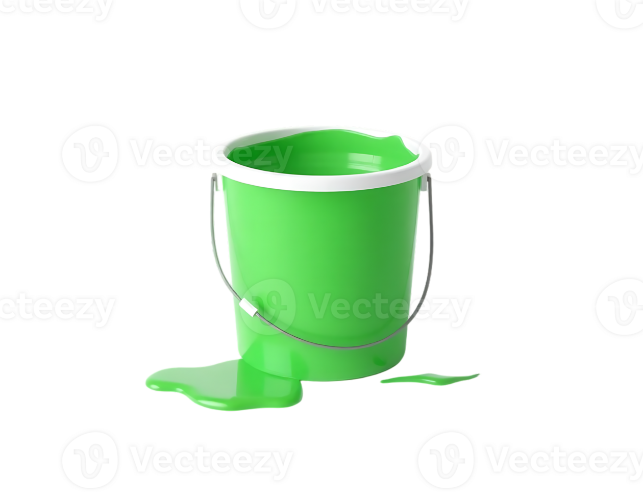 Green paint bucket spilling its contents png