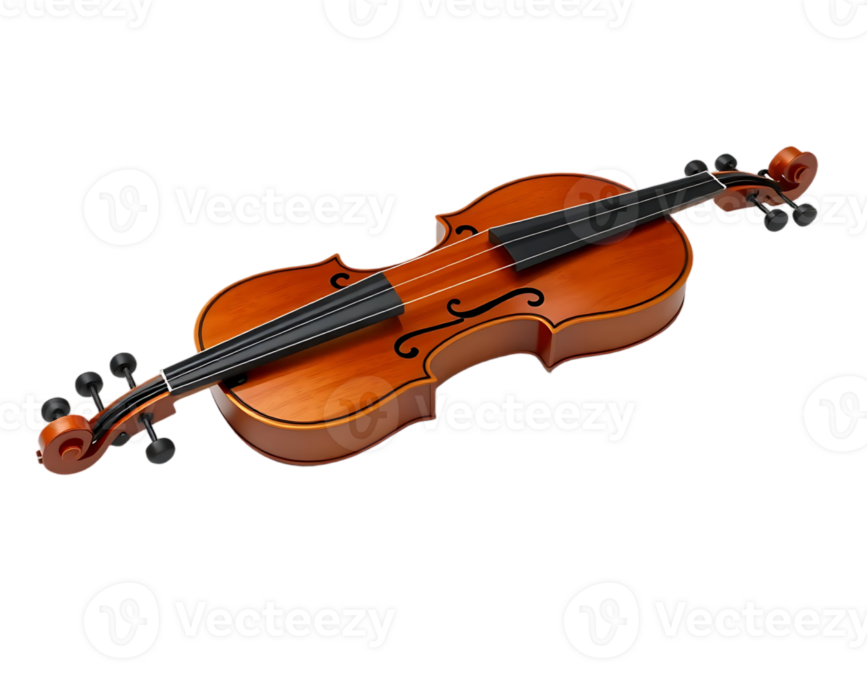 Elegant brown violin isolated on a transparent background, classical musical instrument png