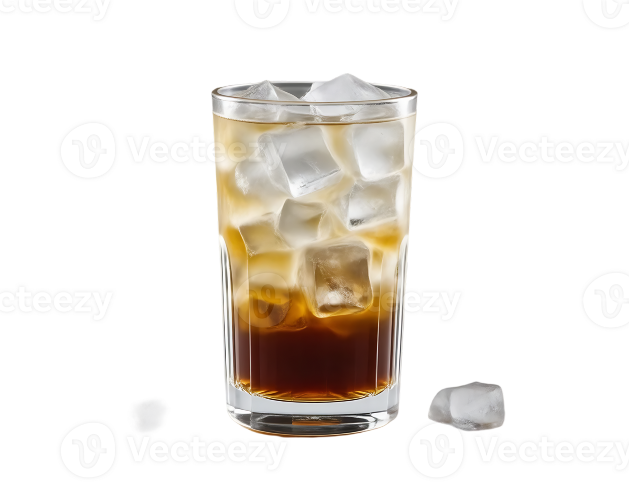 Refreshing Iced Coffee Cocktail with Ice Cubes png