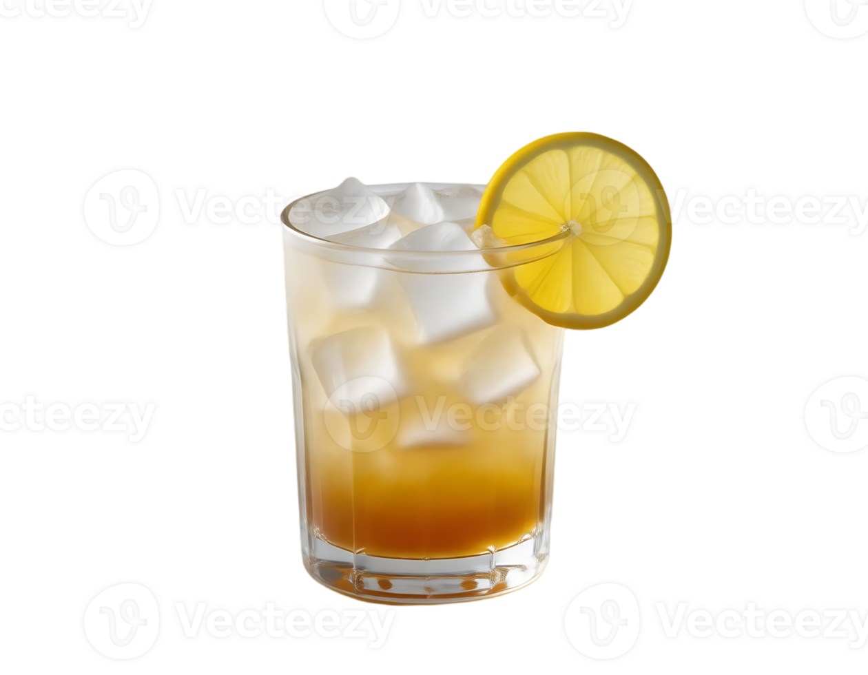 Refreshing Iced Lemon Cocktail in a Glass png