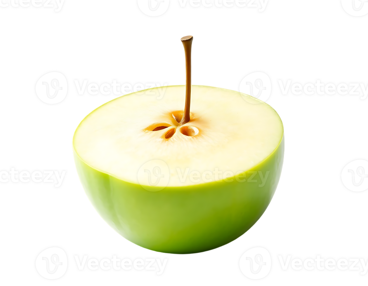 Close-up of a cut green apple png