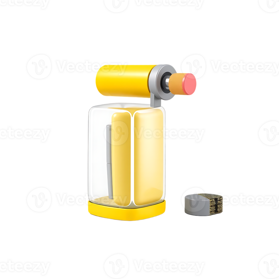 Yellow Pencil Sharpener 3D Render Illustration png