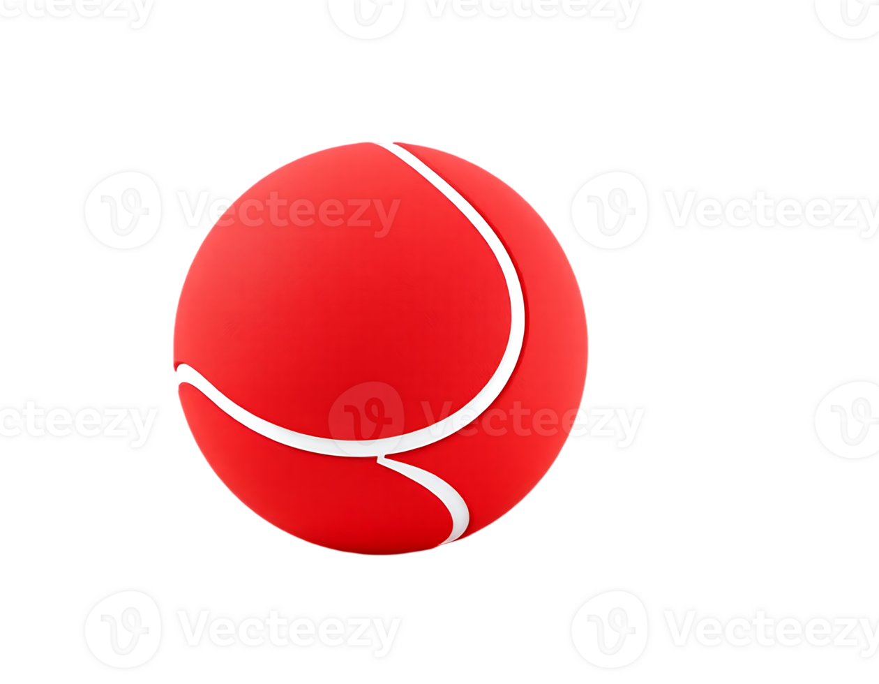 A vibrant red tennis ball with white curved lines, ready for the next serve. png