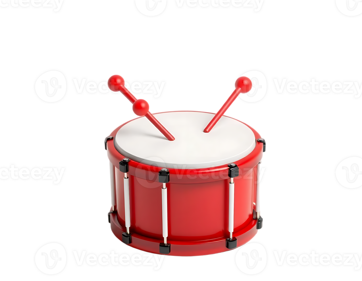Red Toy Drum with Drumsticks png