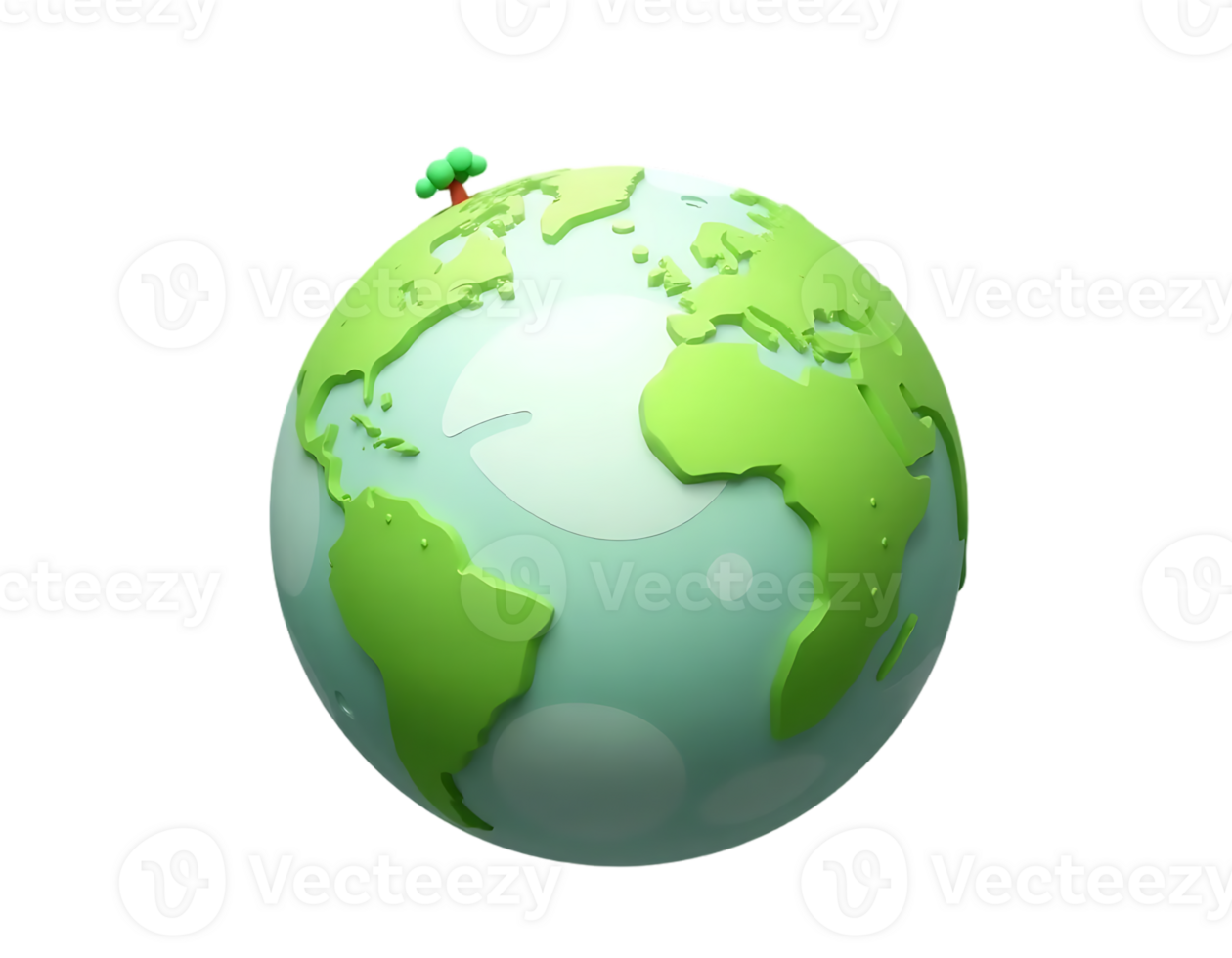 Cartoon Earth with a tree on top, ideal for environmental and conservation concepts png