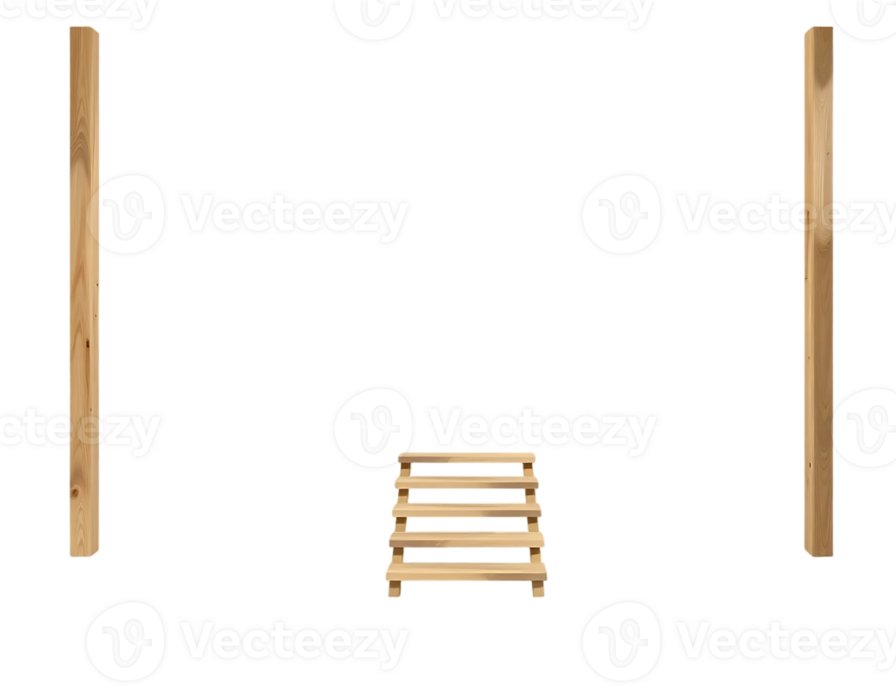Wooden shelving structure with frame and support beams png