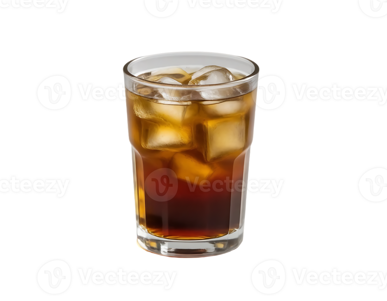 Glass of refreshing cola with ice cubes png