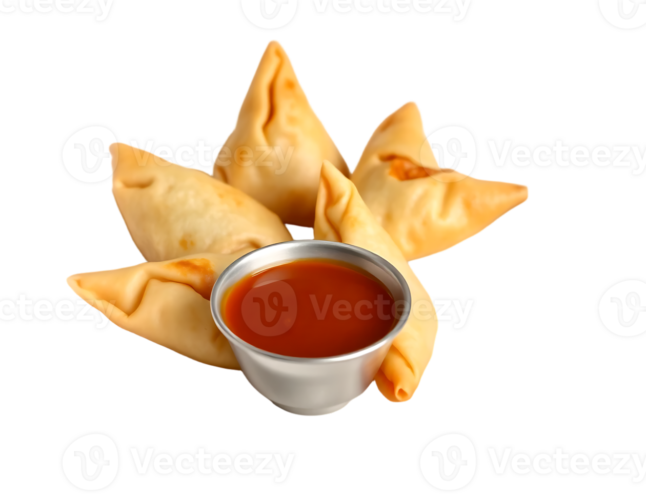 Delicious Samosas with Dipping Sauce png