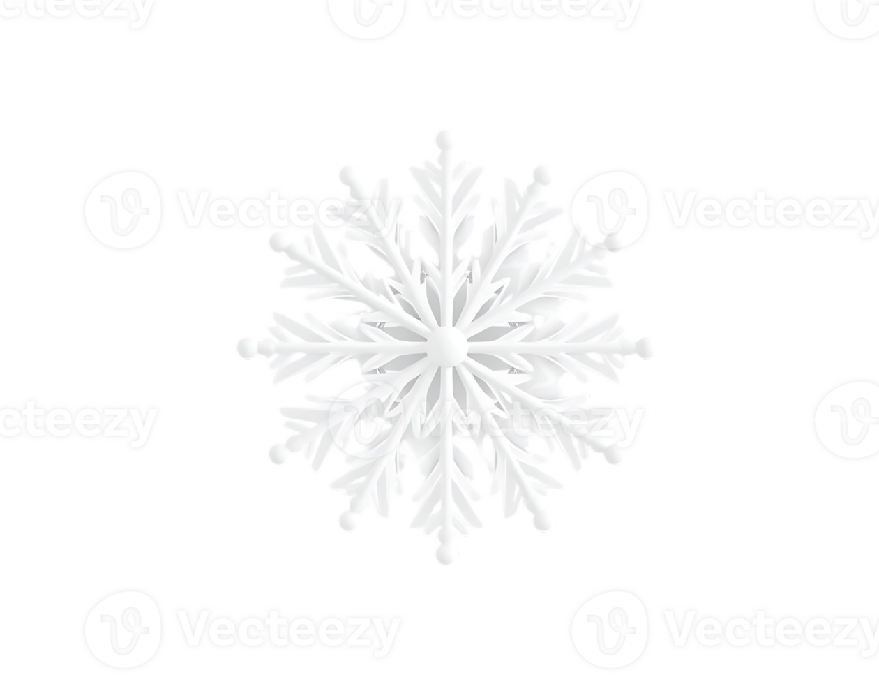 Detailed 3D Render of a White Snowflake on a Transparent Background png