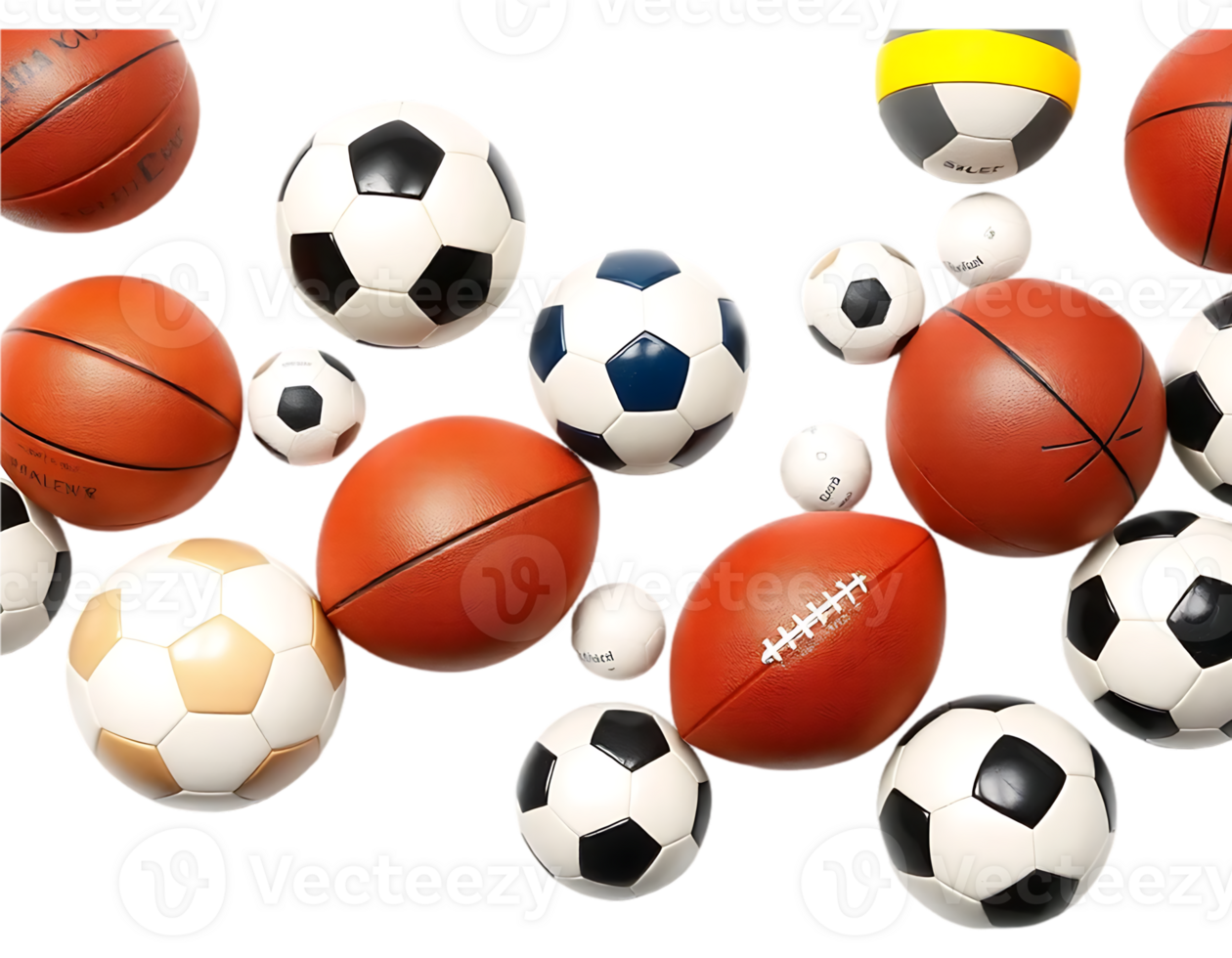 Collection of Sports Balls Basketball Soccer Football and More png