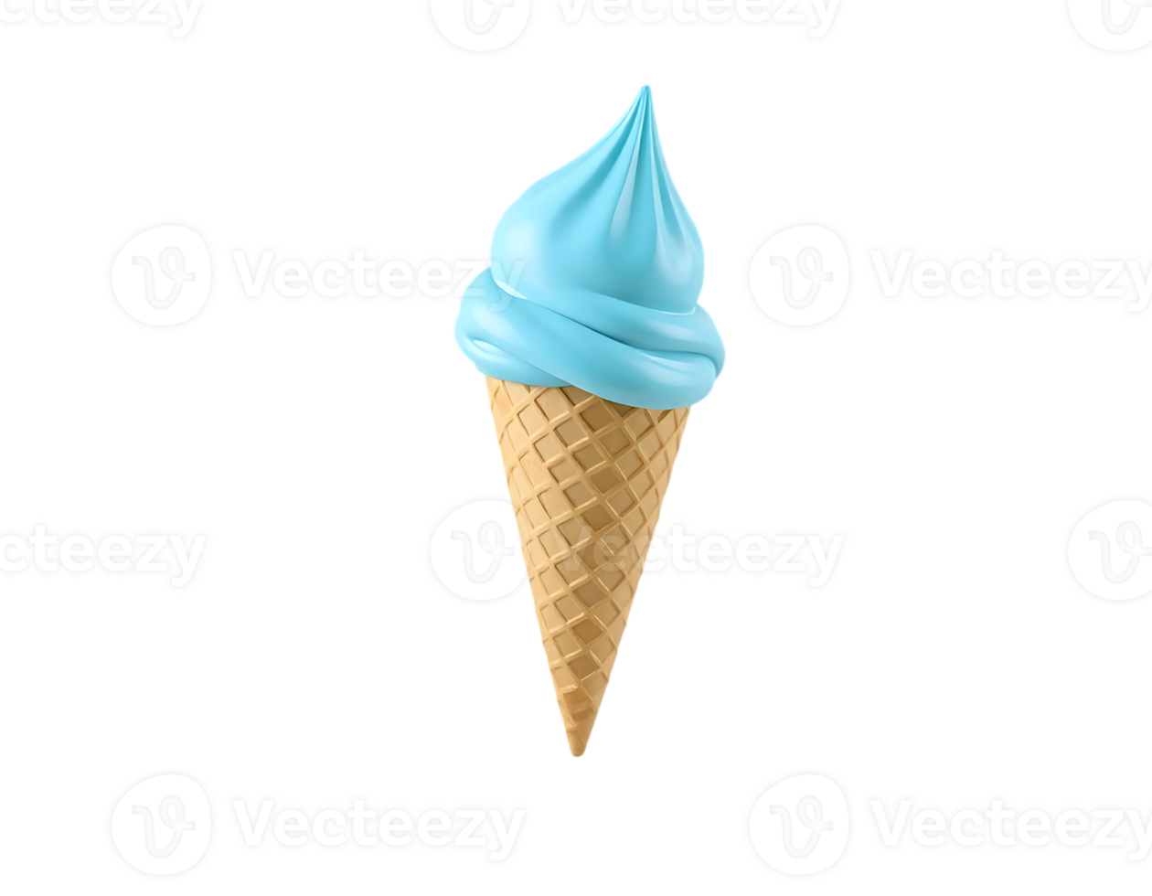 Blue ice cream cone on transparent background png