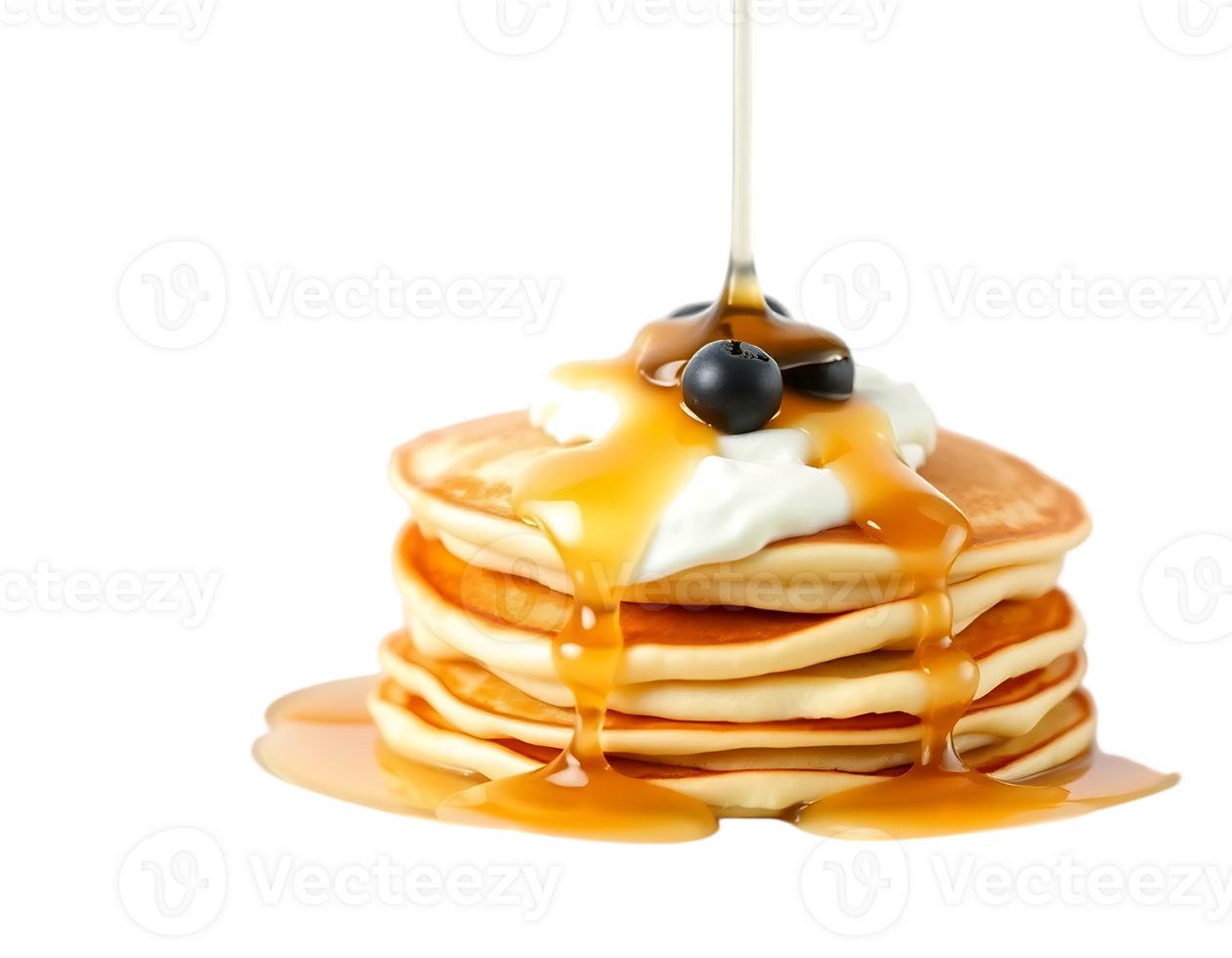 Delicious Stack of Pancakes with Syrup and Berries png