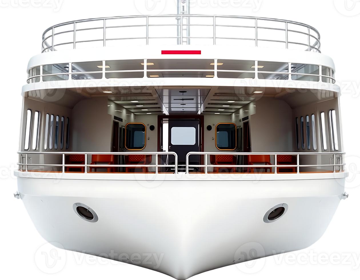 Front view of a white luxury yacht png
