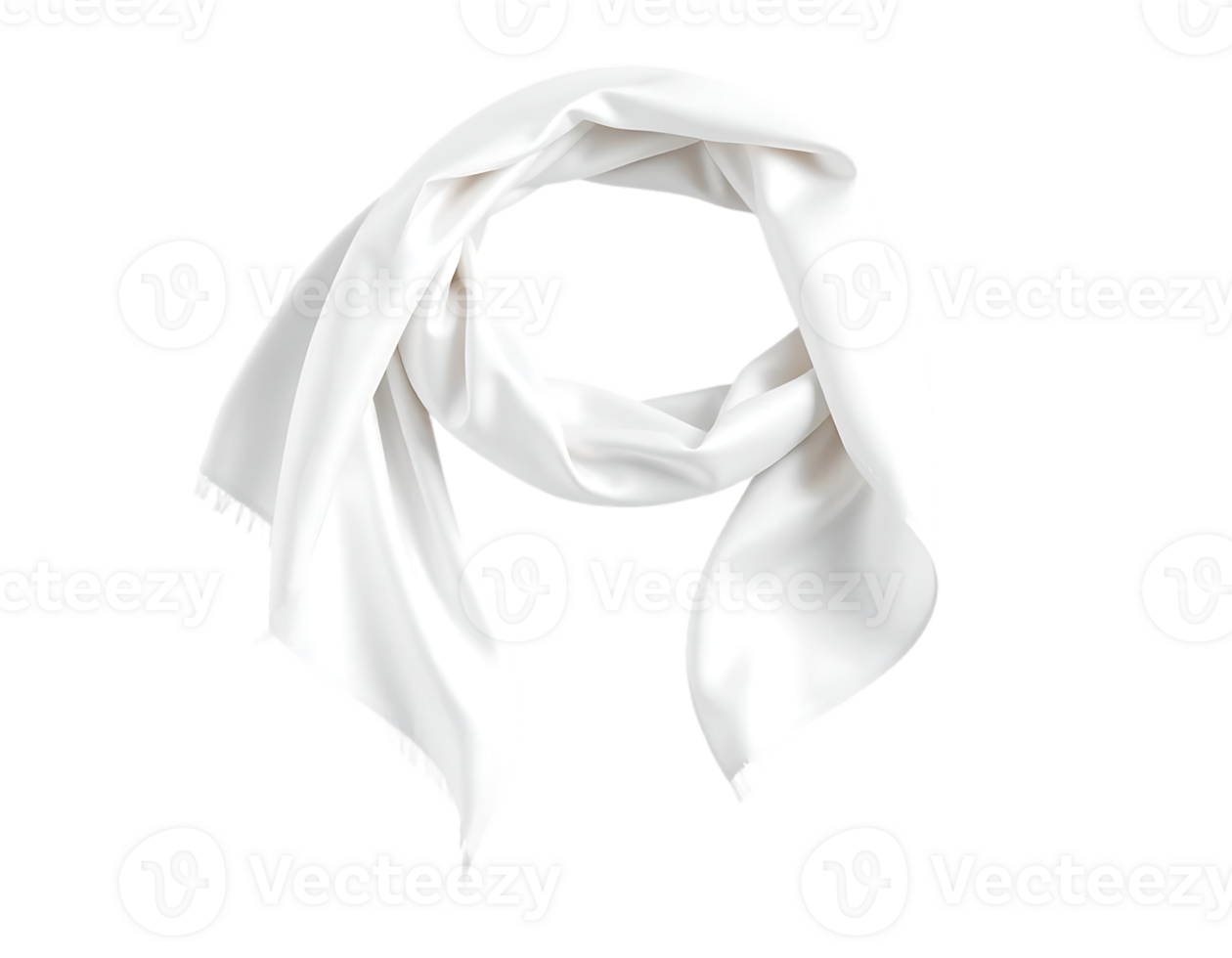 Elegant white silk scarf isolated on transparent background png