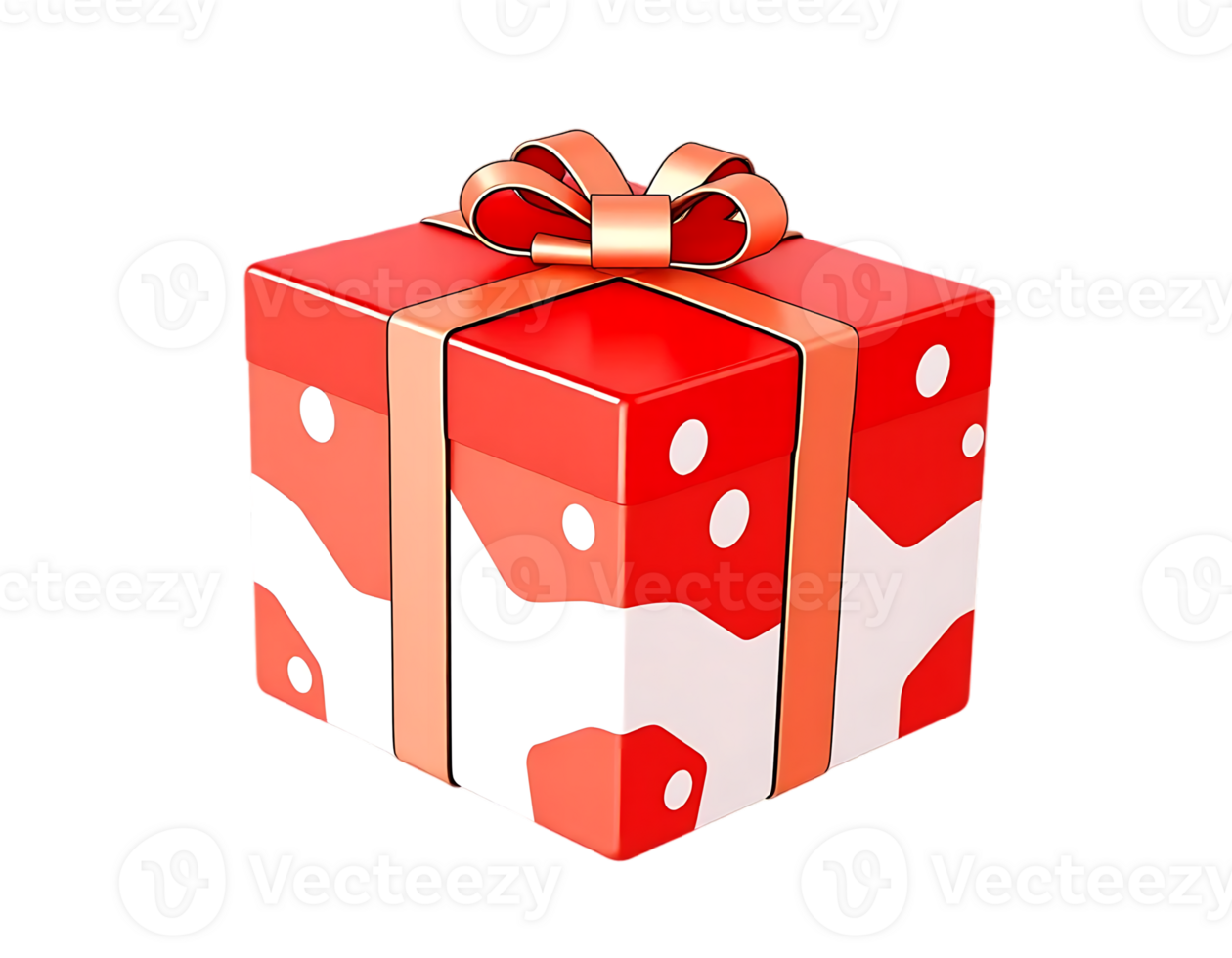 Red gift box with a bow and ribbon png