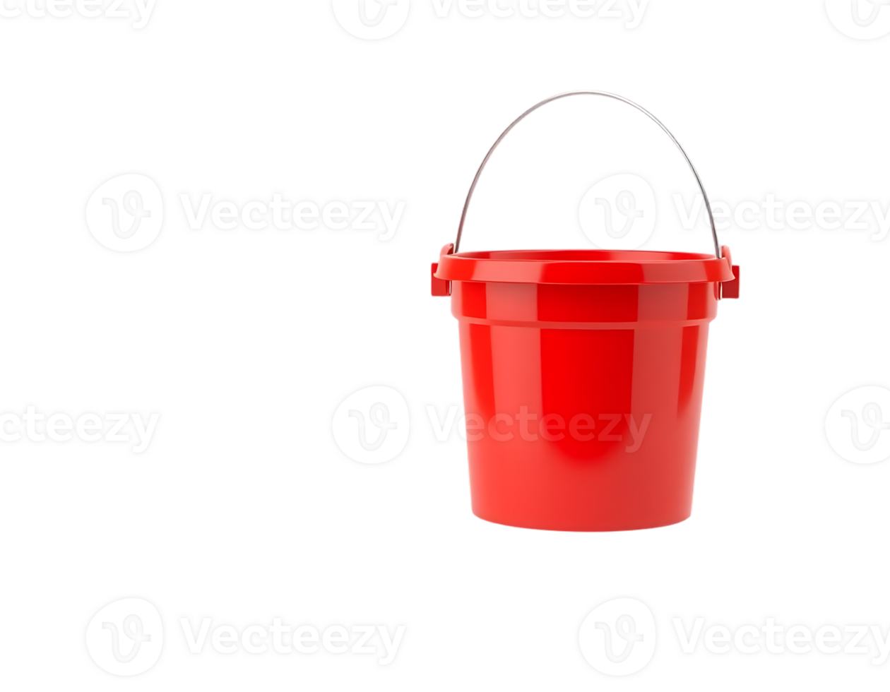 A Shiny Red Plastic Bucket with a Handle png