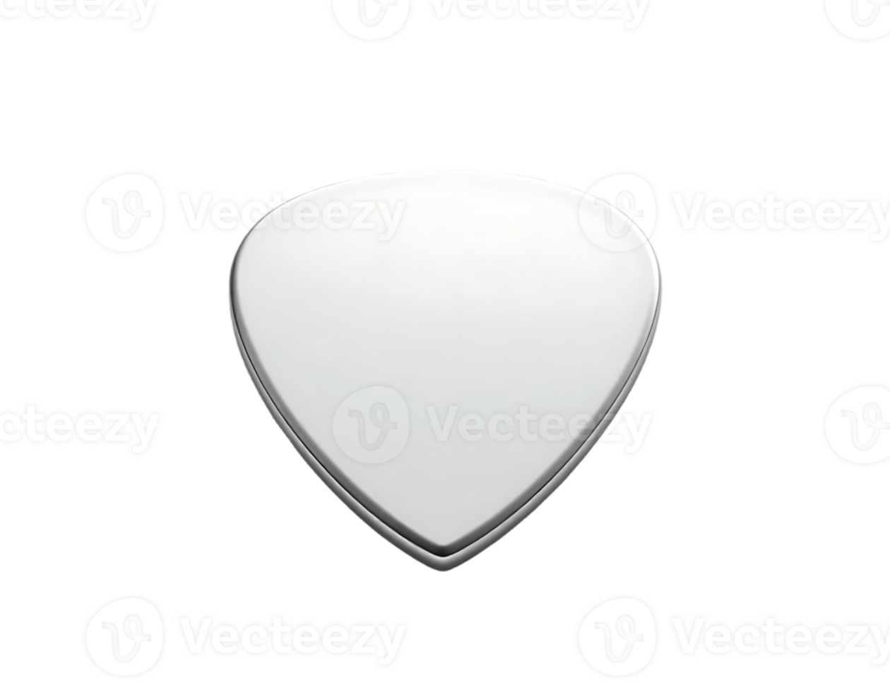 A glossy white guitar pick on a transparent background png