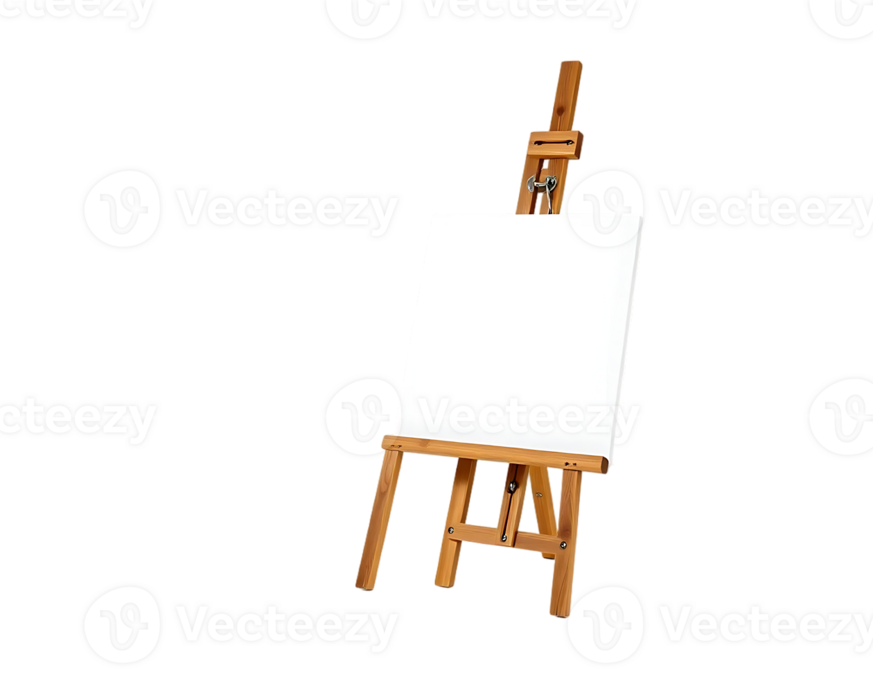 Wooden easel with a blank canvas for painting and drawing png