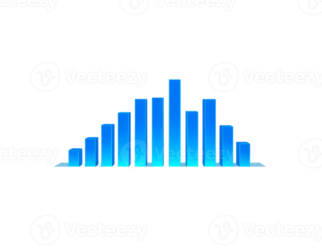 Blue 3D Bar Chart Representing Data and Trends png