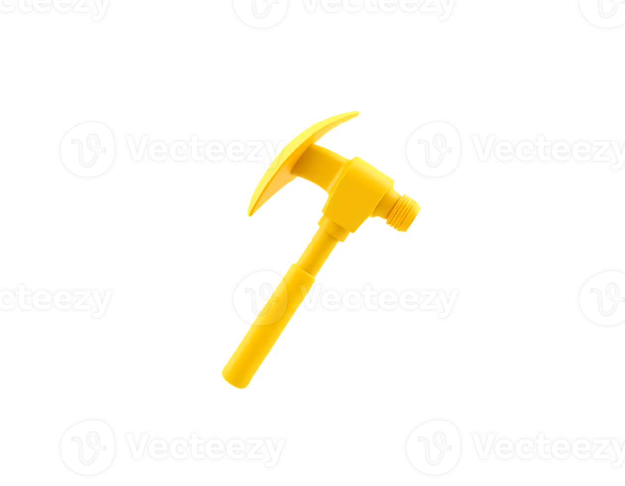 Yellow pickaxe hammer isolated on transparent background png