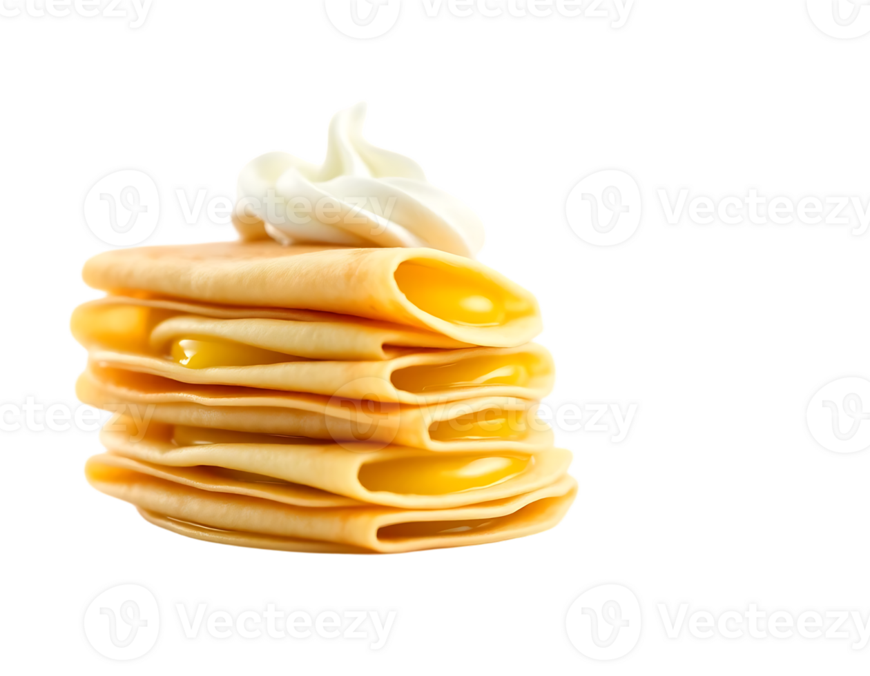 Delicious Stack of Crepes with Cream png