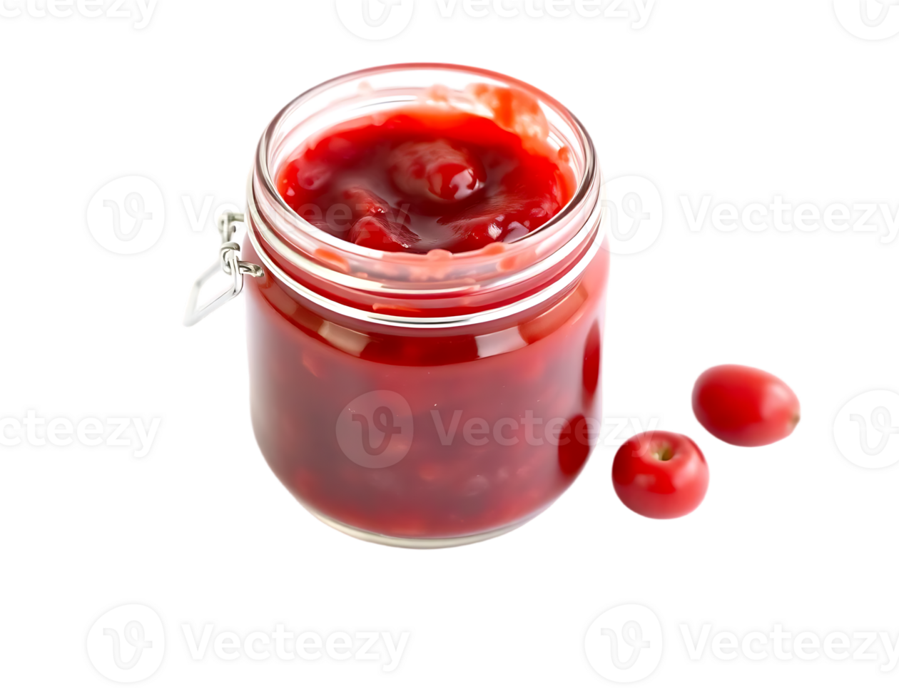 Jar of red cherry jam with cherries png