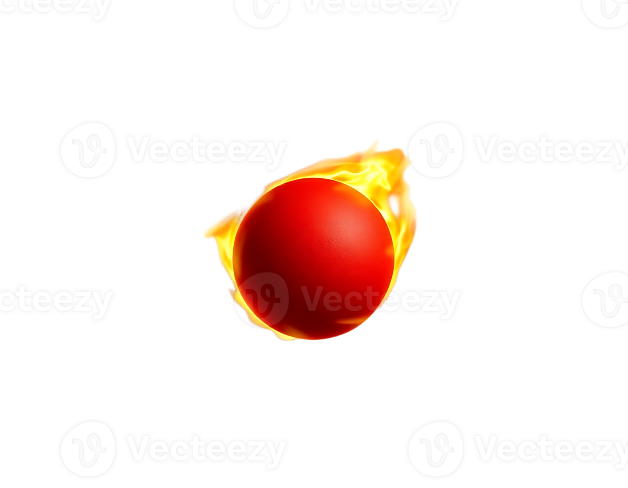 Fiery red ball with orange flames isolated on transparent background png