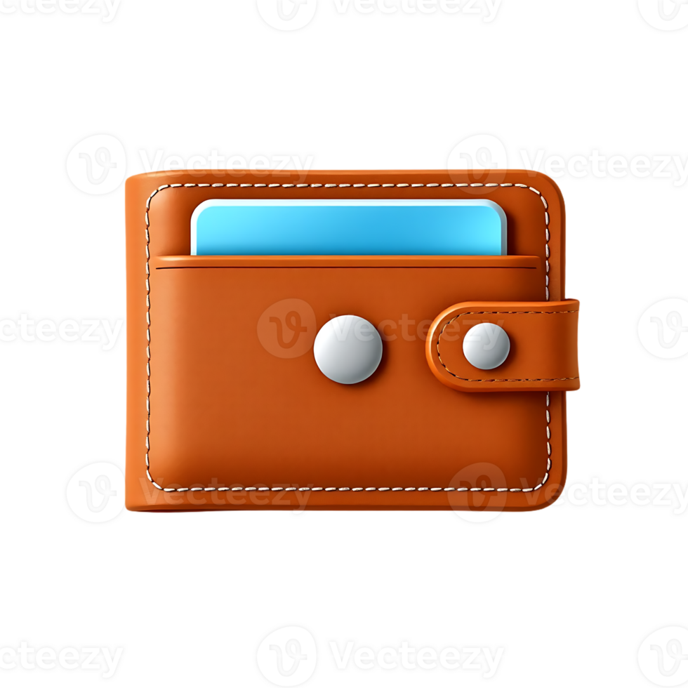 Brown leather wallet with credit card png
