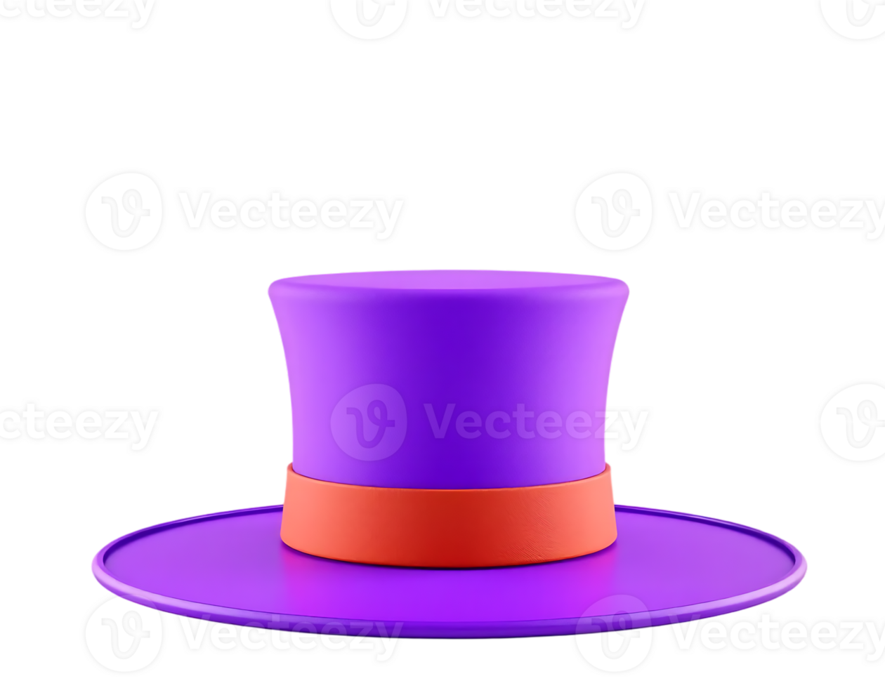 3D rendered purple and orange top hat png