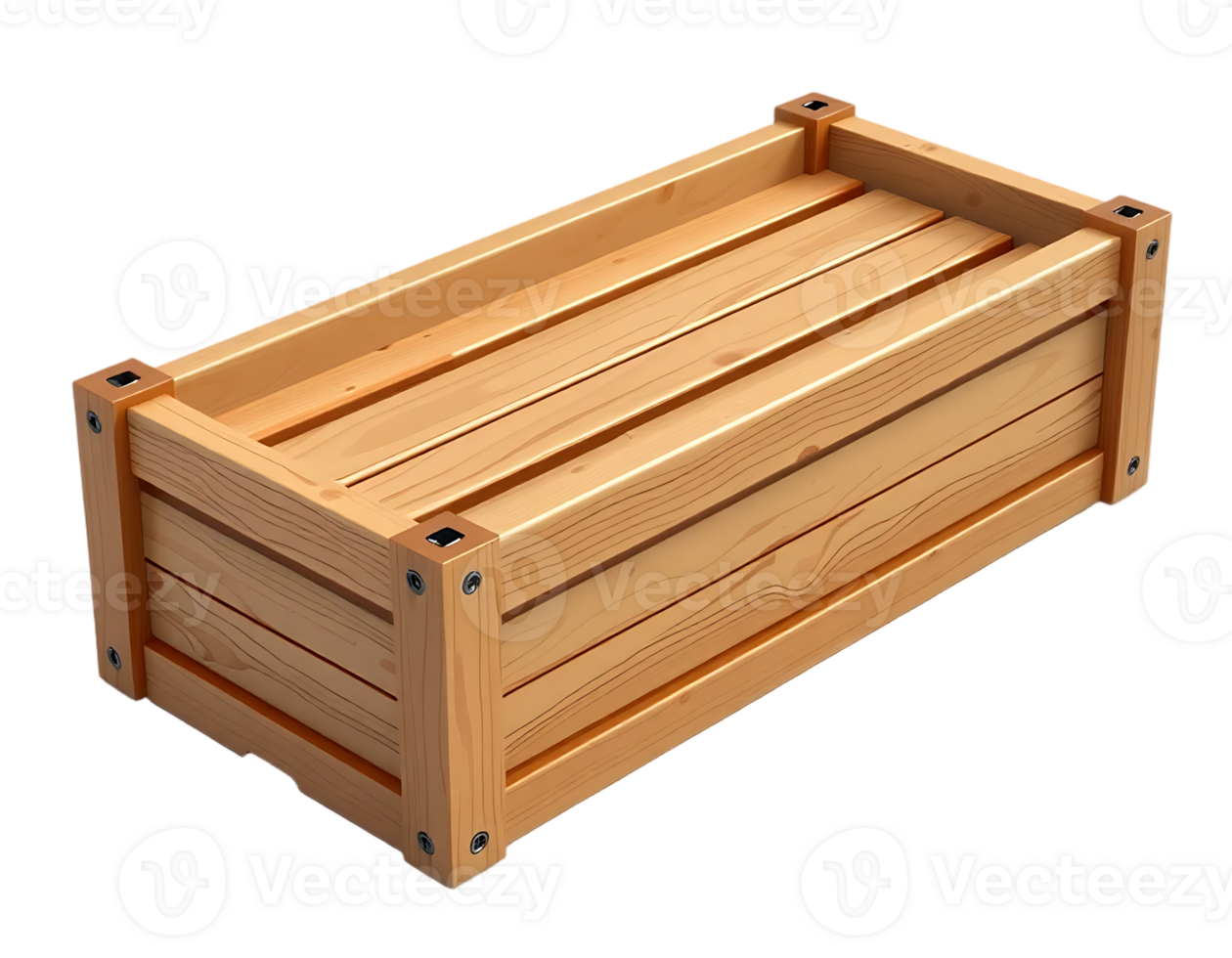Wooden crate isolated on a transparent background. png