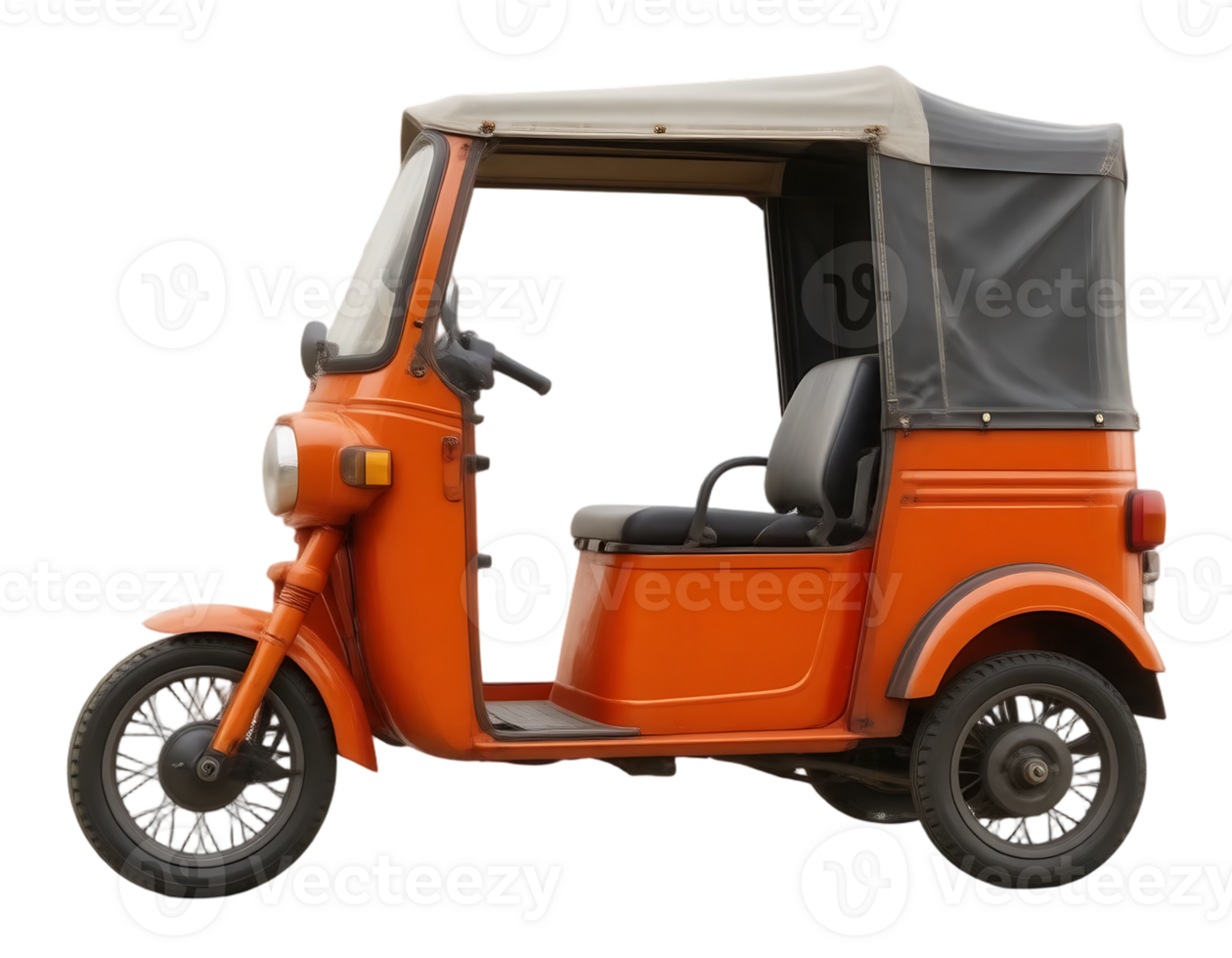 Orange Tuk-Tuk on Transparent Background png