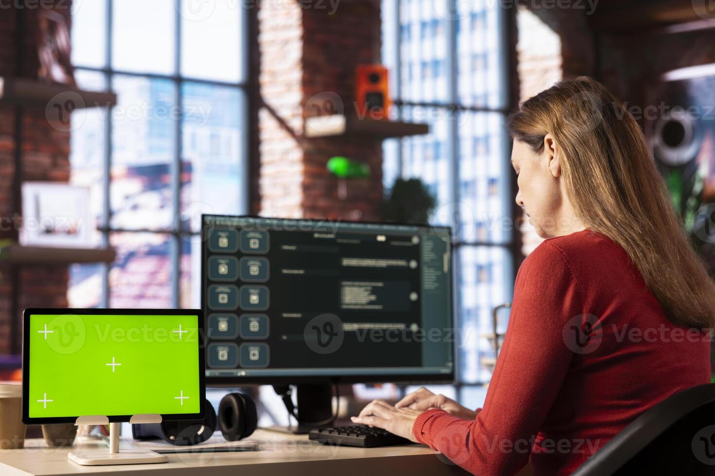 AI chatbot software on a computer monitor assisting with task completion, virtual assistant leverages artificial intelligence and automation to provide real time online support. photo