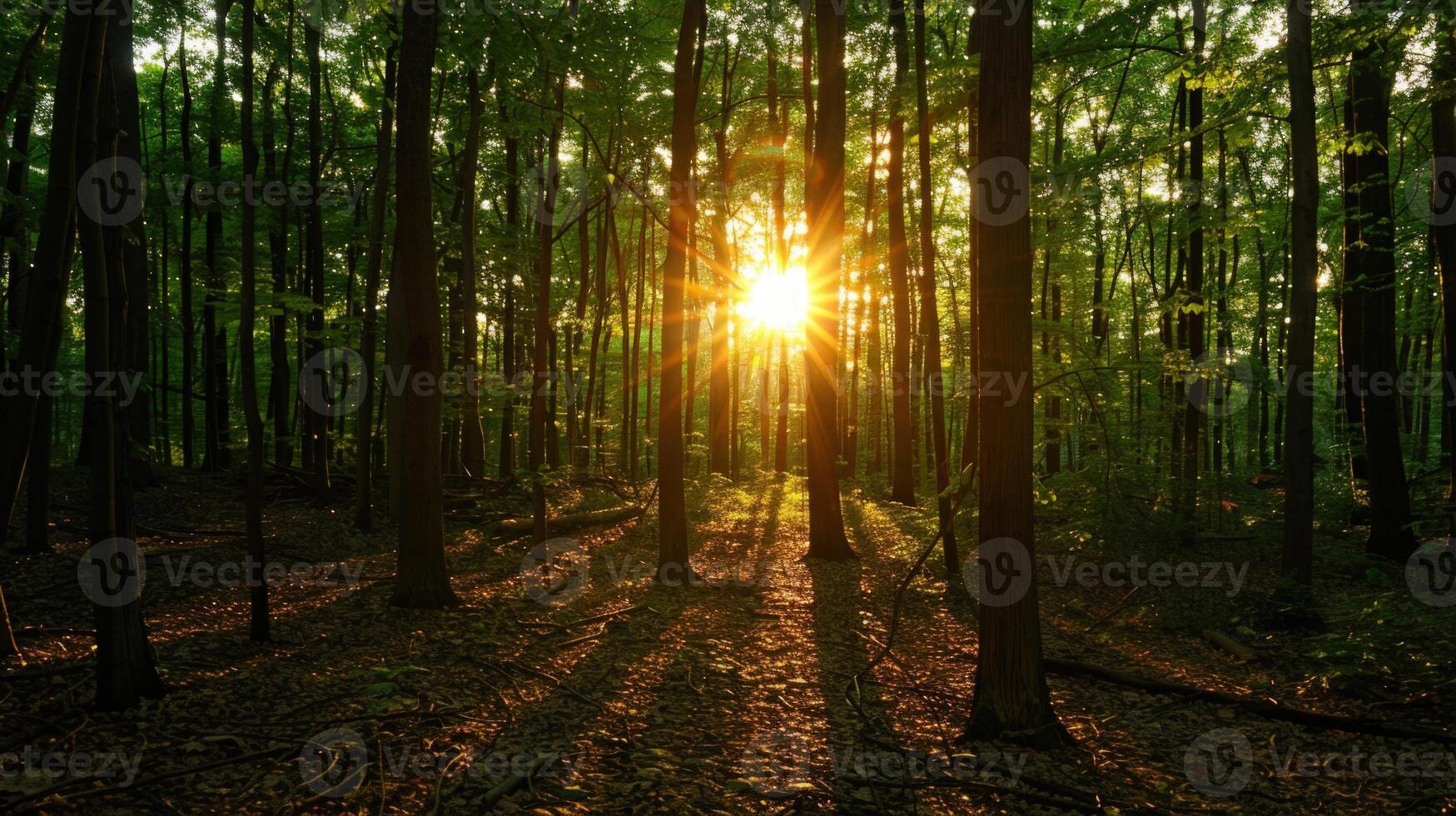 The Sunlight Filtering Through Dense Forest photo