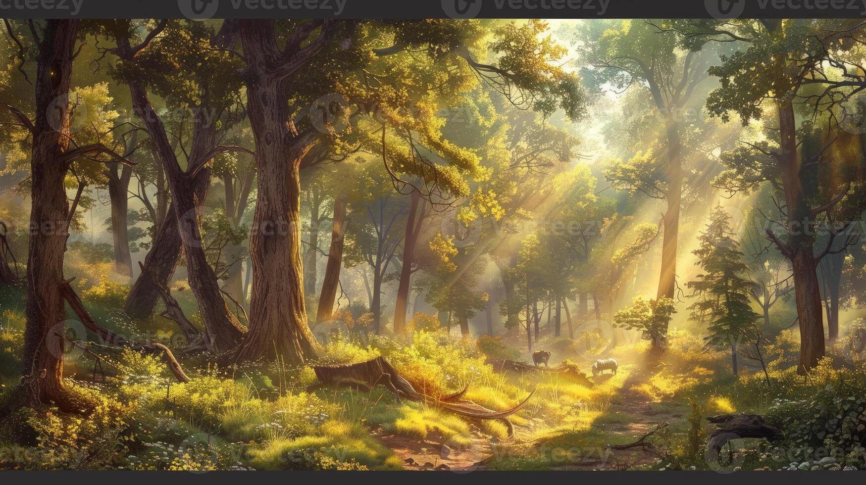 A Sunlight Filtering Through Dense Forest photo
