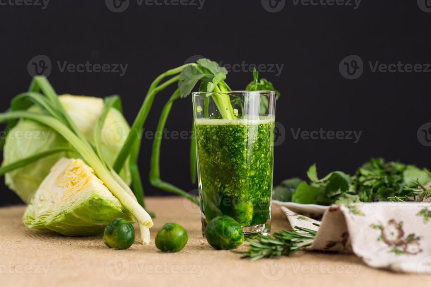 Detox drink with cabbage, greens and superfoods photo
