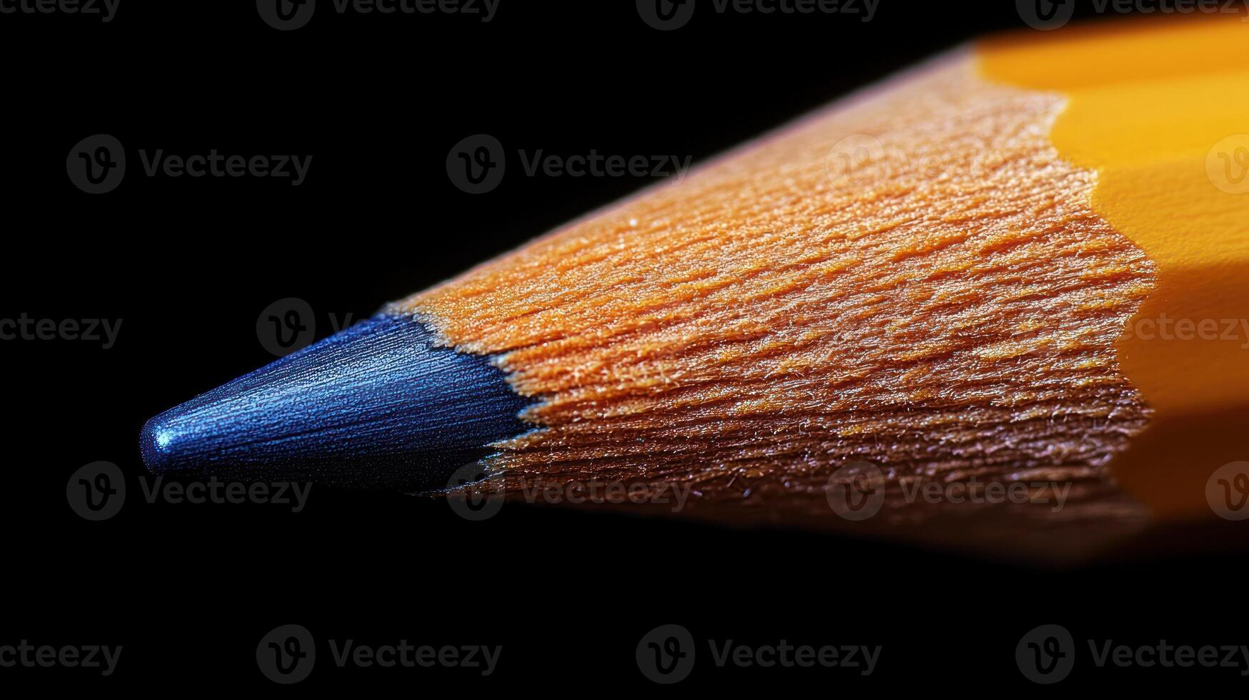Close-up of a sharpened blue pencil. photo
