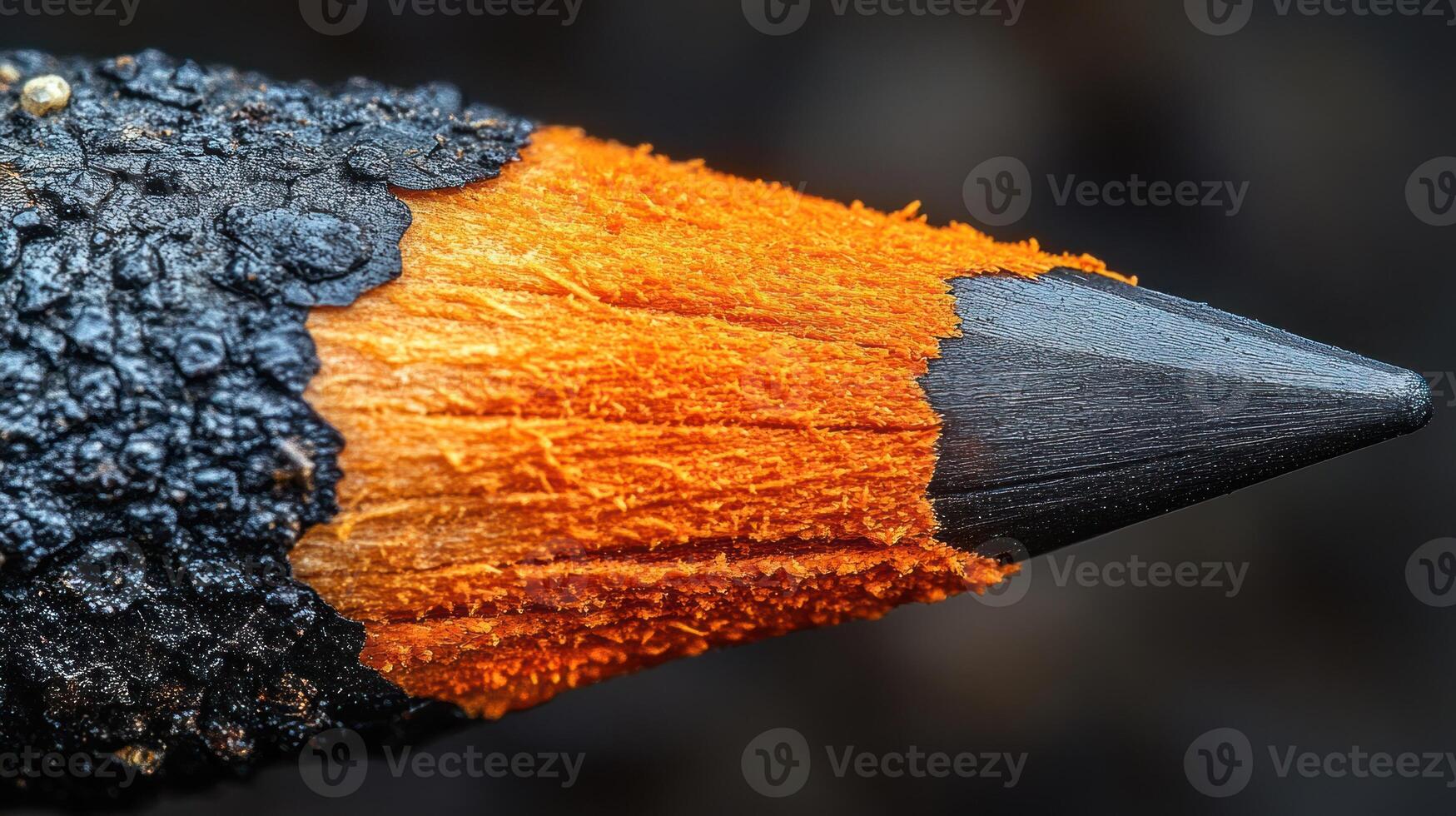 Close-up of a sharpened pencil showing wood and graphite. photo