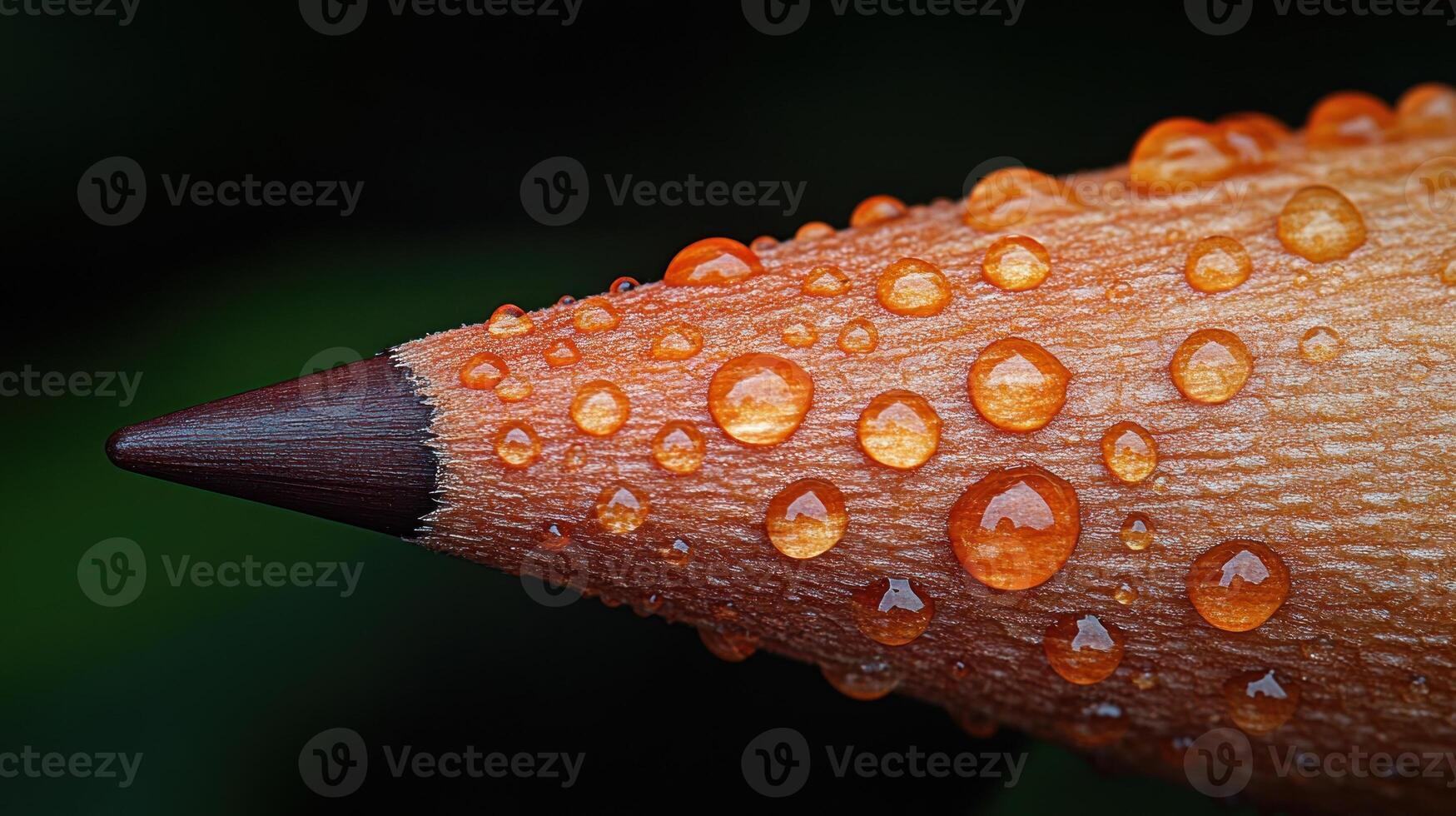 Close-up of a pencil tip covered in water droplets photo
